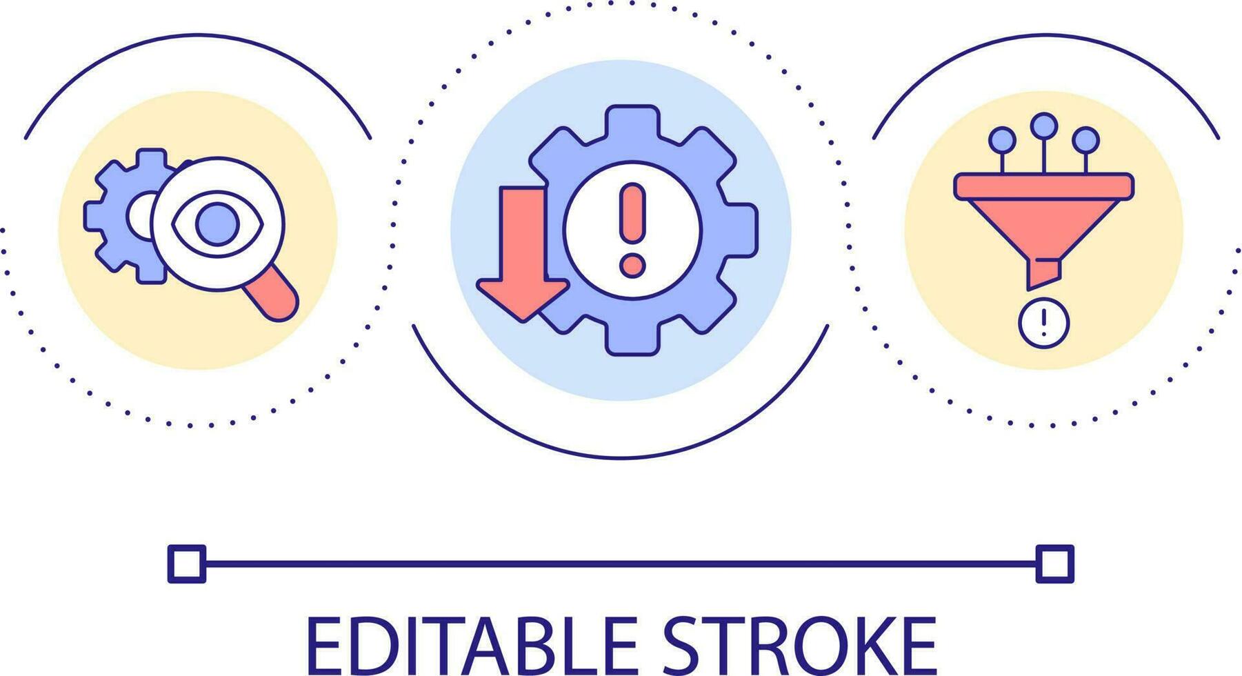 rischio riduzione ciclo continuo concetto icona. analizzare informazione e prevenire. crisi gestione astratto idea magro linea illustrazione. isolato schema disegno. modificabile ictus vettore