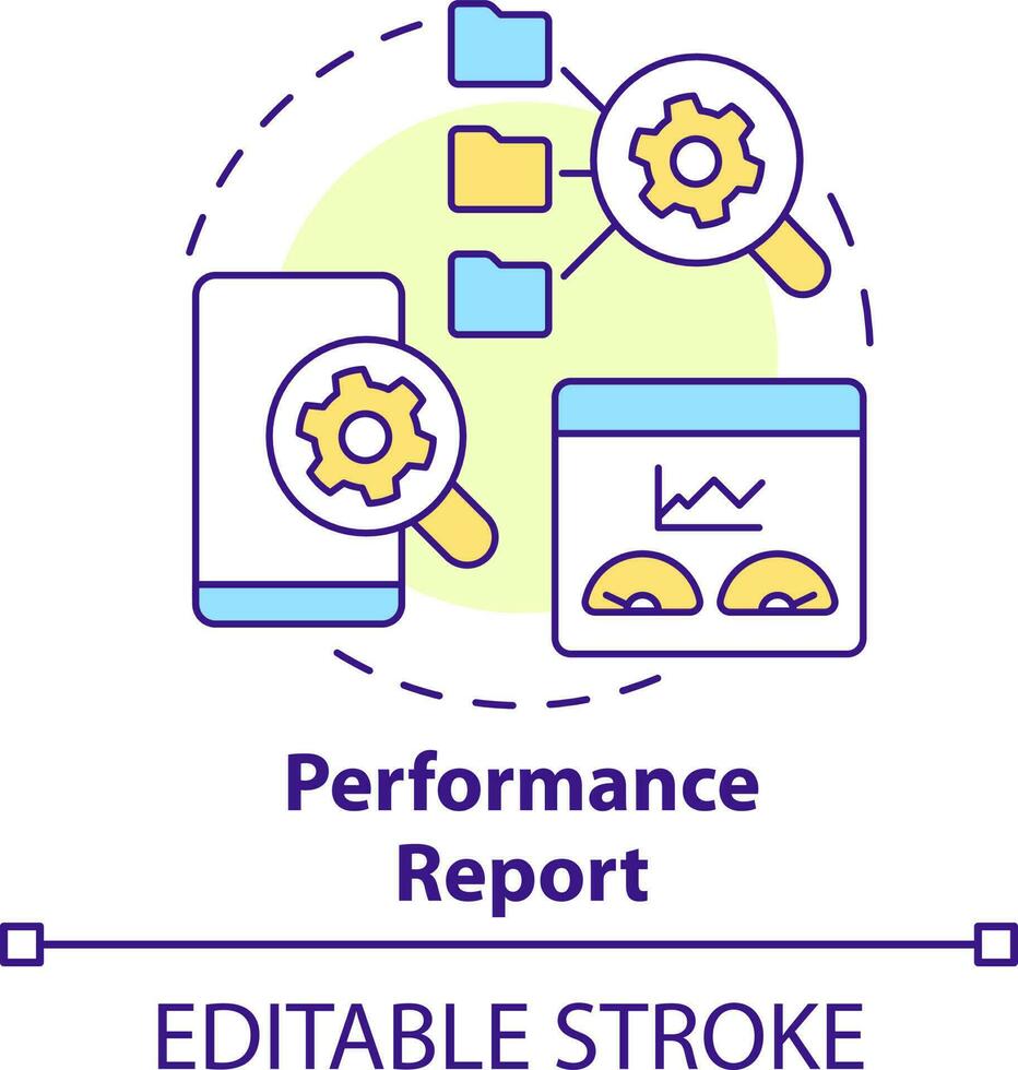 prestazione rapporto concetto icona. dati analisi. mobile primo design analisi astratto idea magro linea illustrazione. isolato schema disegno. modificabile ictus vettore