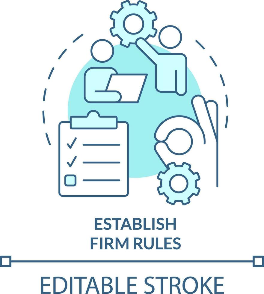 stabilire azienda regole turchese concetto icona. mancia per istruire astratto idea magro linea illustrazione. impostato confini. isolato schema disegno. modificabile ictus vettore
