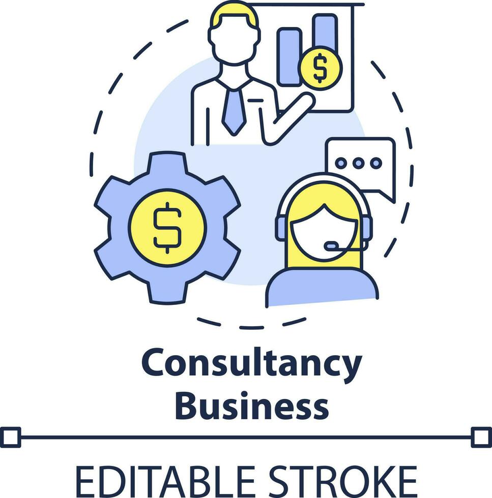 consulenza attività commerciale concetto icona. professionale assistenza. futuro attività commerciale tendenza astratto idea magro linea illustrazione. isolato schema disegno. modificabile ictus vettore