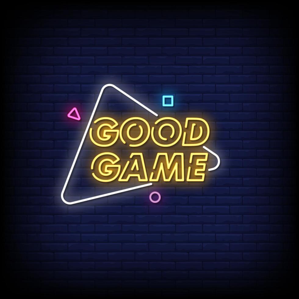 buon gioco insegne al neon stile testo vettoriale