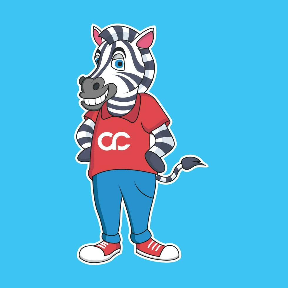 zebra cartone animato con dolce Sorridi. animale vettore icona illustrazione, isolato su blu sfondo