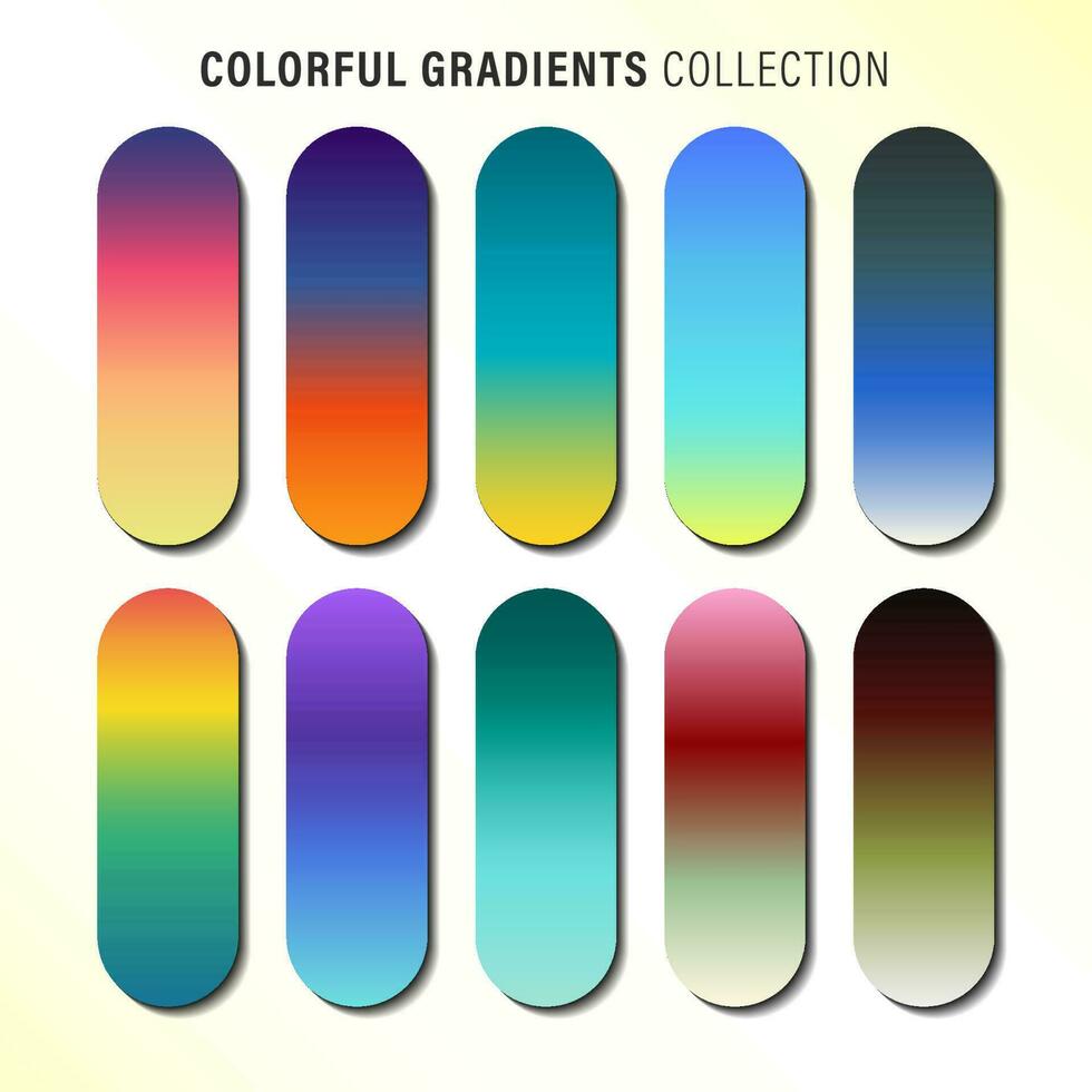 vivace colorato gradienti tavolozza. un esempio di un' luminosa colore campioni. vettore