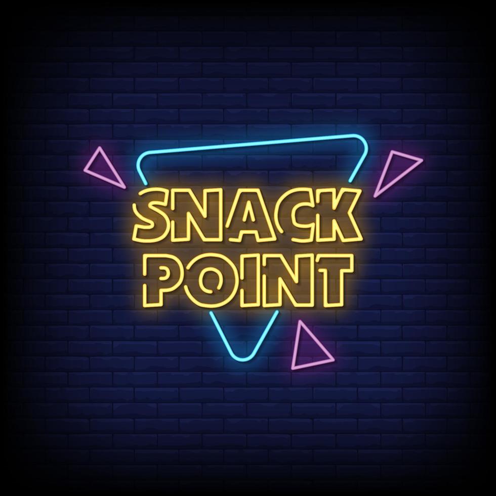 snack point insegne al neon stile testo vettoriale