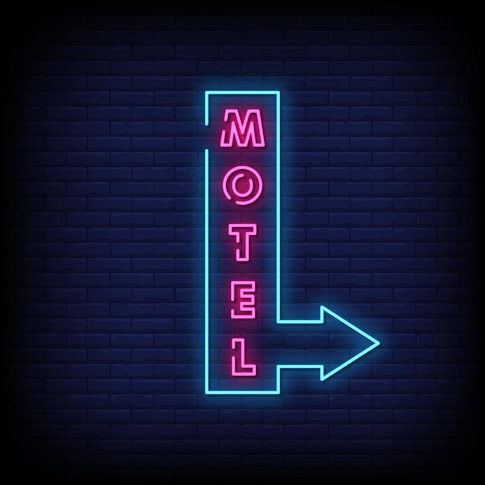 vettore del testo di stile delle insegne al neon del motel