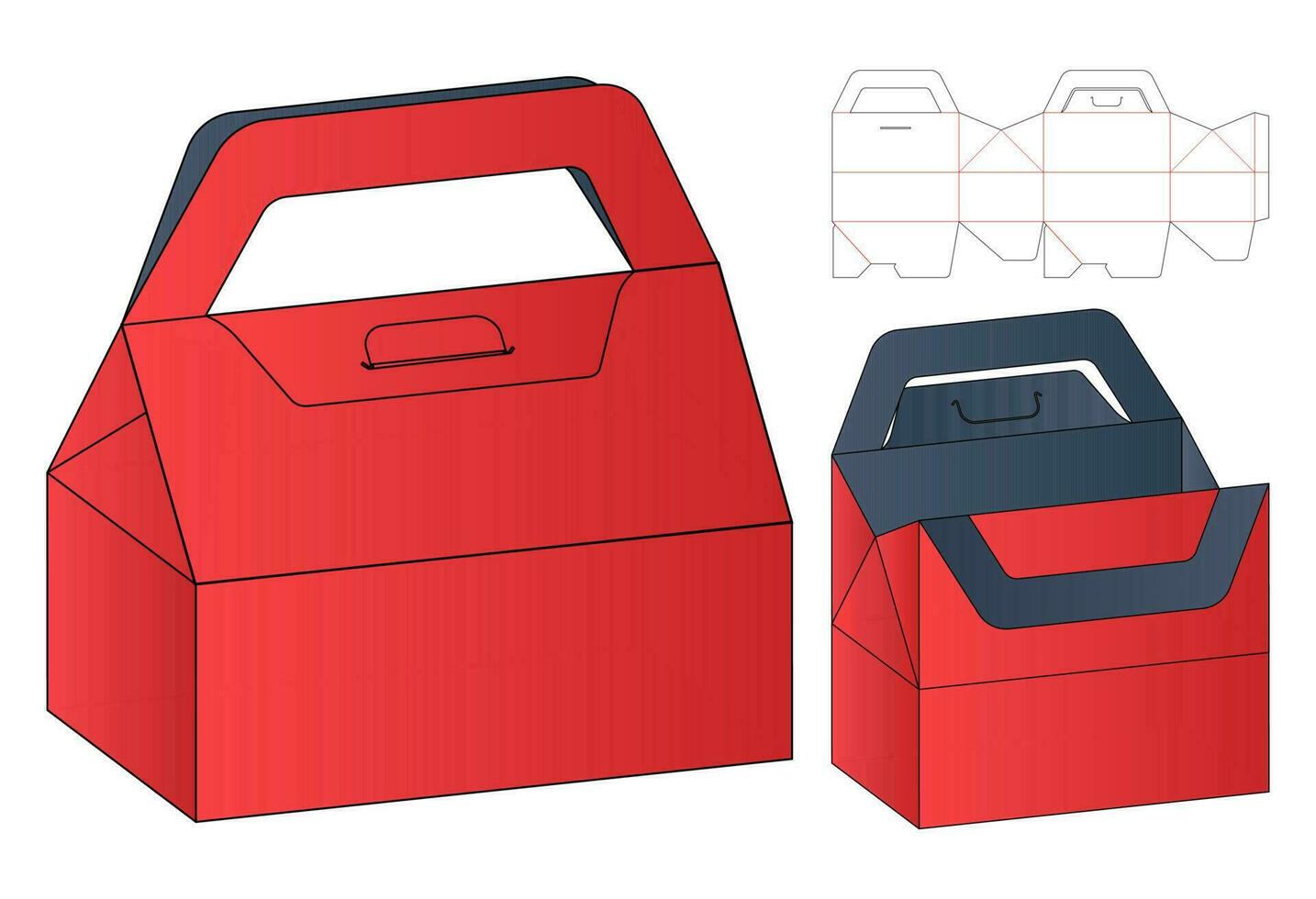 disegno del modello fustellato di imballaggio della scatola. Modello 3d vettore