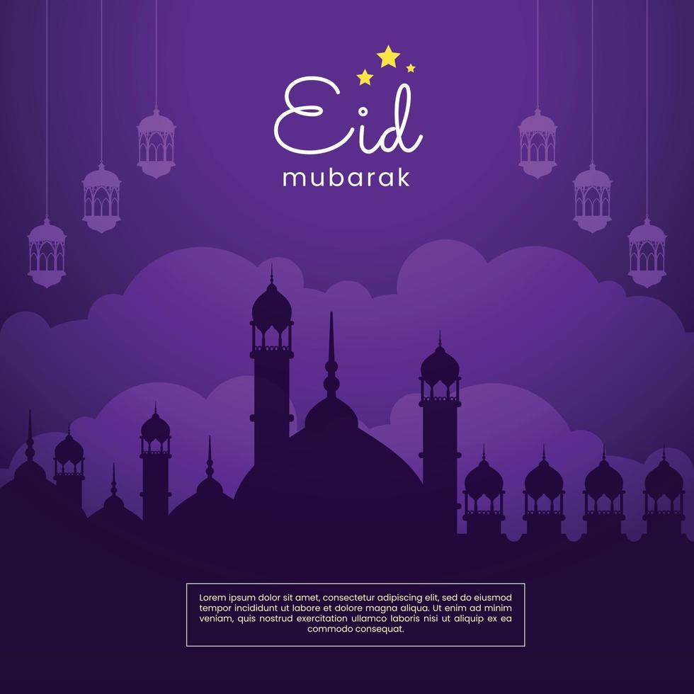 illustrazione di banner islamico eid al fitr per i post sui social media vettore