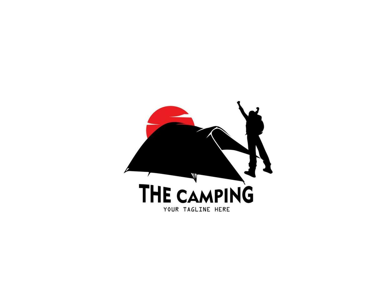 campeggio logo silhouette design vettore