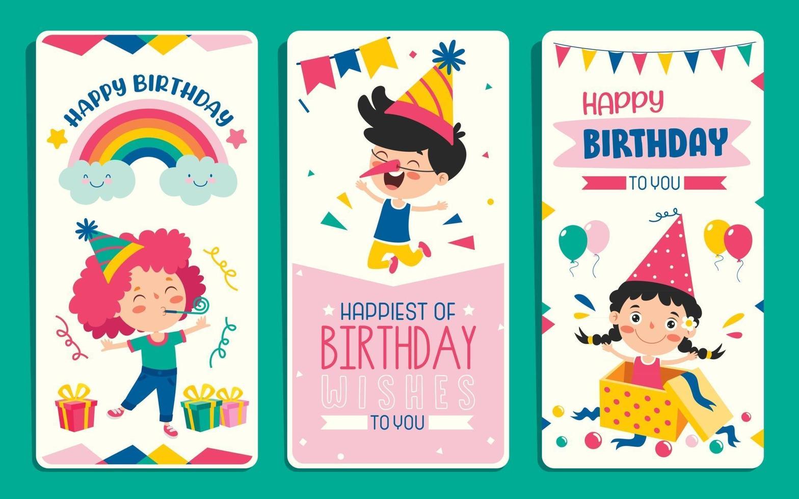 carino colorato modello di carta di compleanno vettore