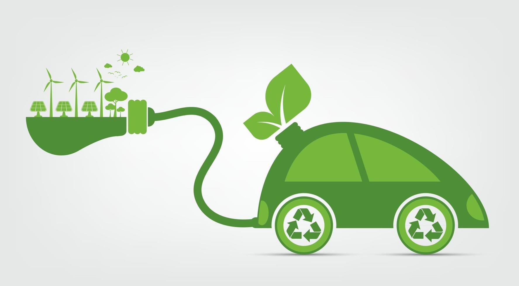 ecologia e concetto di auto eco ambientale vettore