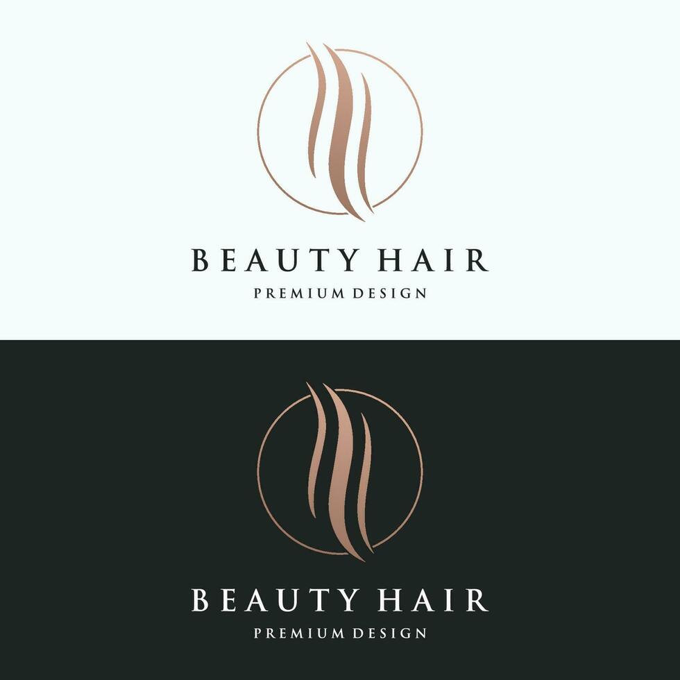 lusso e bellissimo capelli onda astratto logo design.logo per attività commerciale, salone, bellezza, parrucchiere, cura. vettore