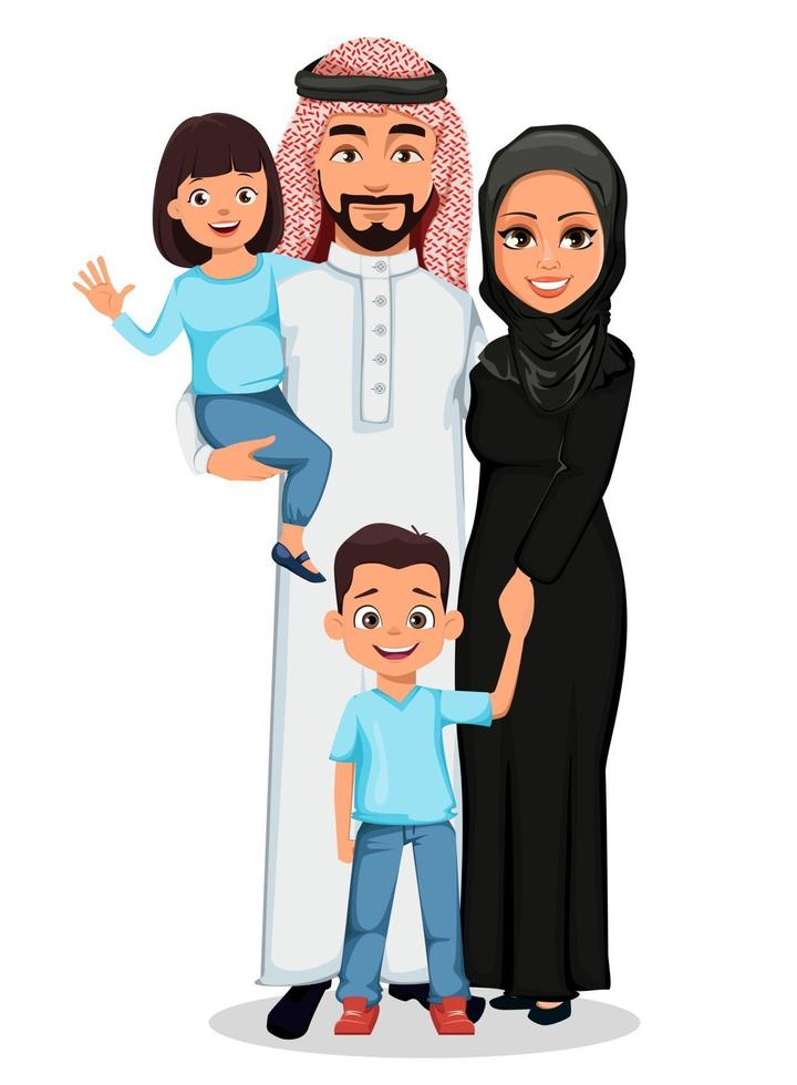 felice famiglia araba padre madre figlio figlia vettore