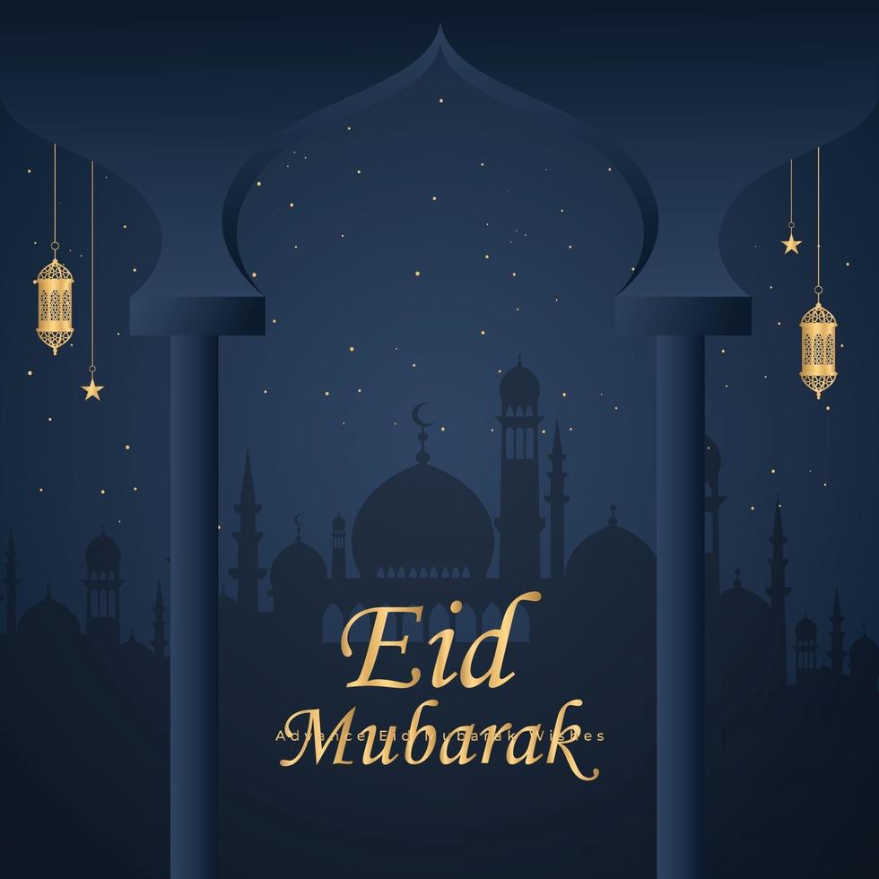 felice eid mubarak saluto sfondo modello vettore gratuito