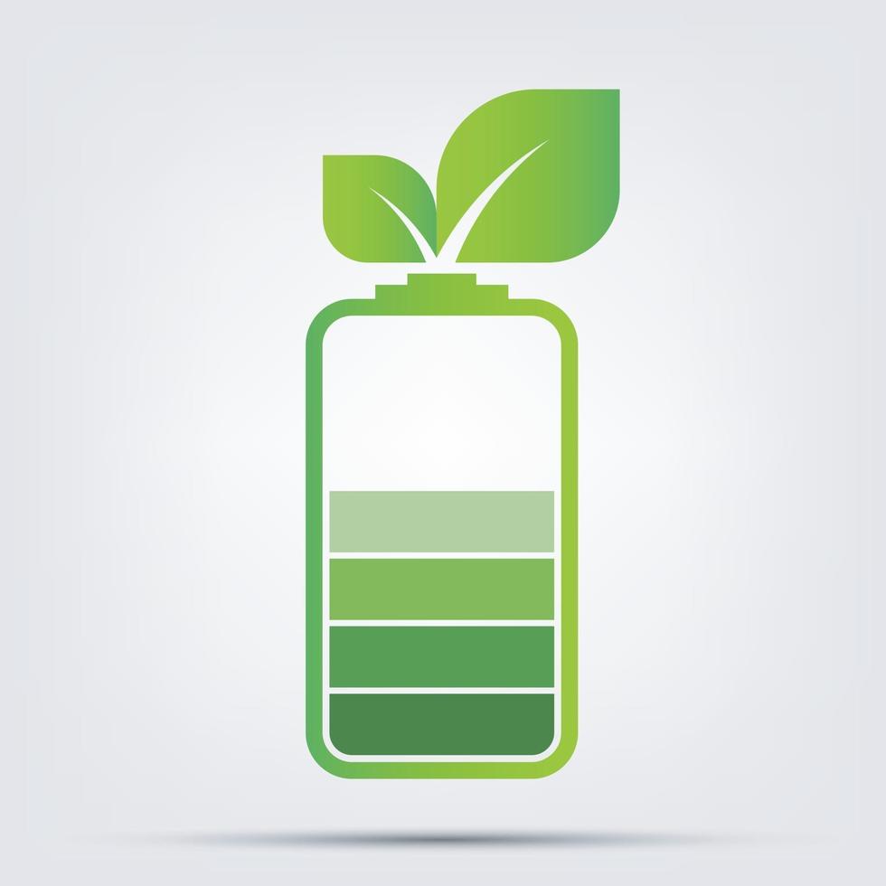 ecologia di concetto di energia verde lascia la batteria vettore