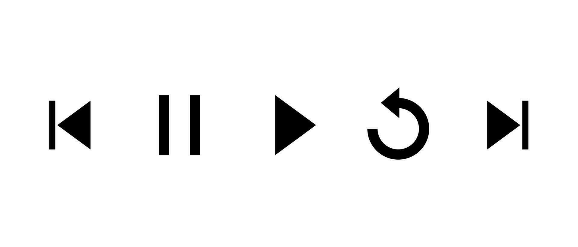 precedente, pausa, giocare a, rigiocare, e Il prossimo traccia icona vettore. elementi per video streaming App vettore