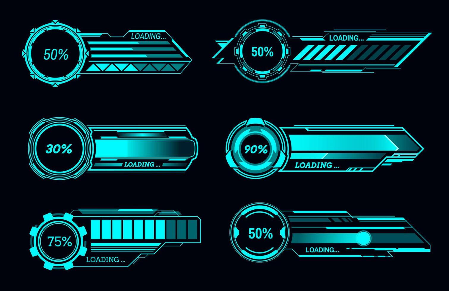 hud Caricamento in corso barre, sci fi digitale utente interfaccia vettore