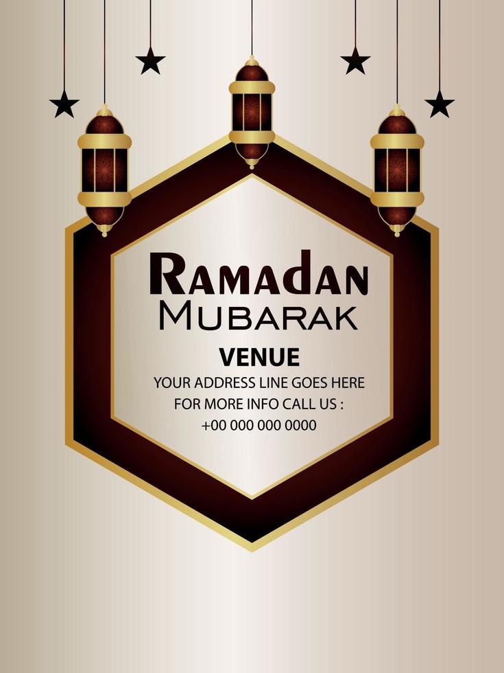 lanterna islamica realistica di ramadan kareem su sfondo chiaro vettore