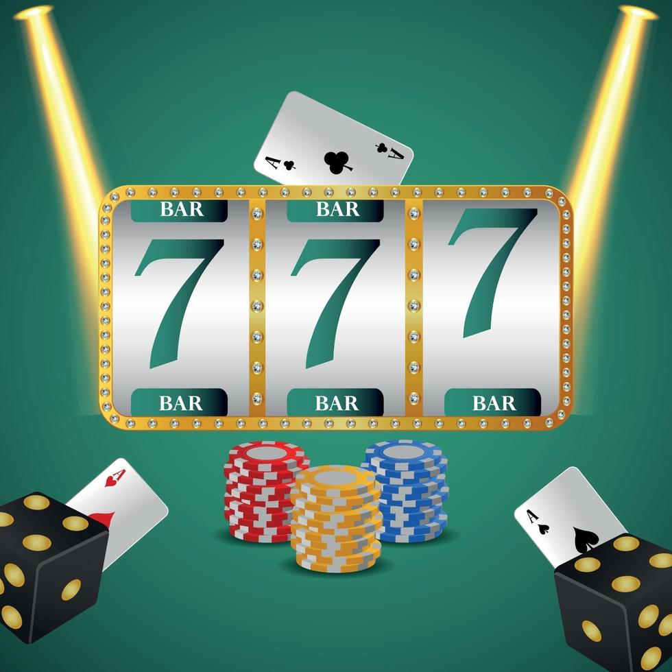 gioco d'azzardo del casinò con fiches e dadi della slot machine vettore