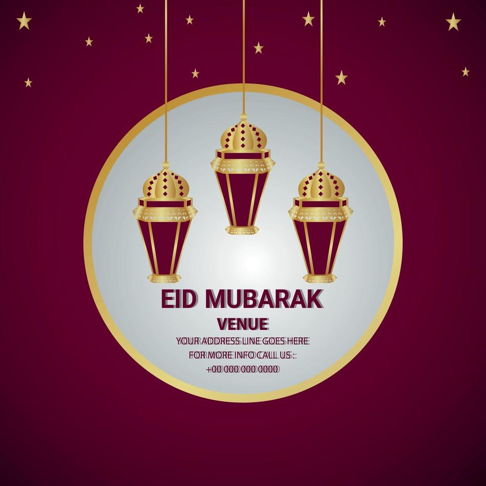 eid mubarak concetto di design piatto festival islamico con lanterna islamica vettore