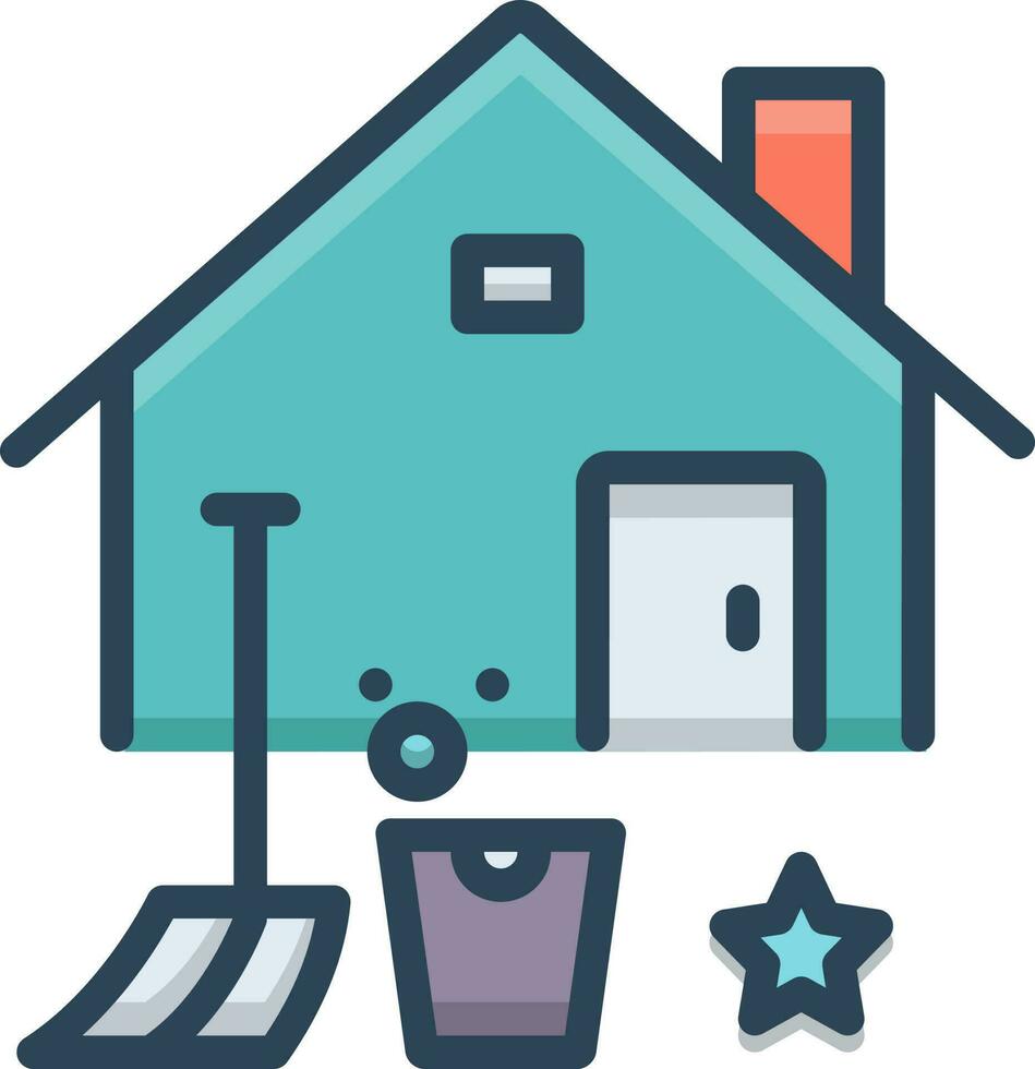 colore icona per casa in profondità pulizia vettore