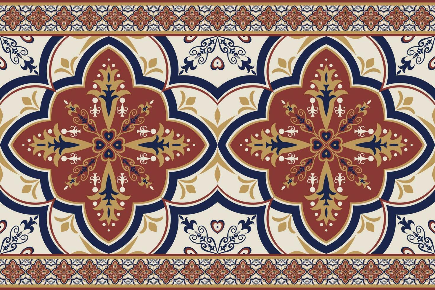 etnico confine colorato floreale modello. etnico geometrico floreale forma senza soluzione di continuità modello Arabo stile. uso per tessuto, tessile, tappeto, tappeto, architettonico ornamenti, casa decorazione elementi, eccetera vettore