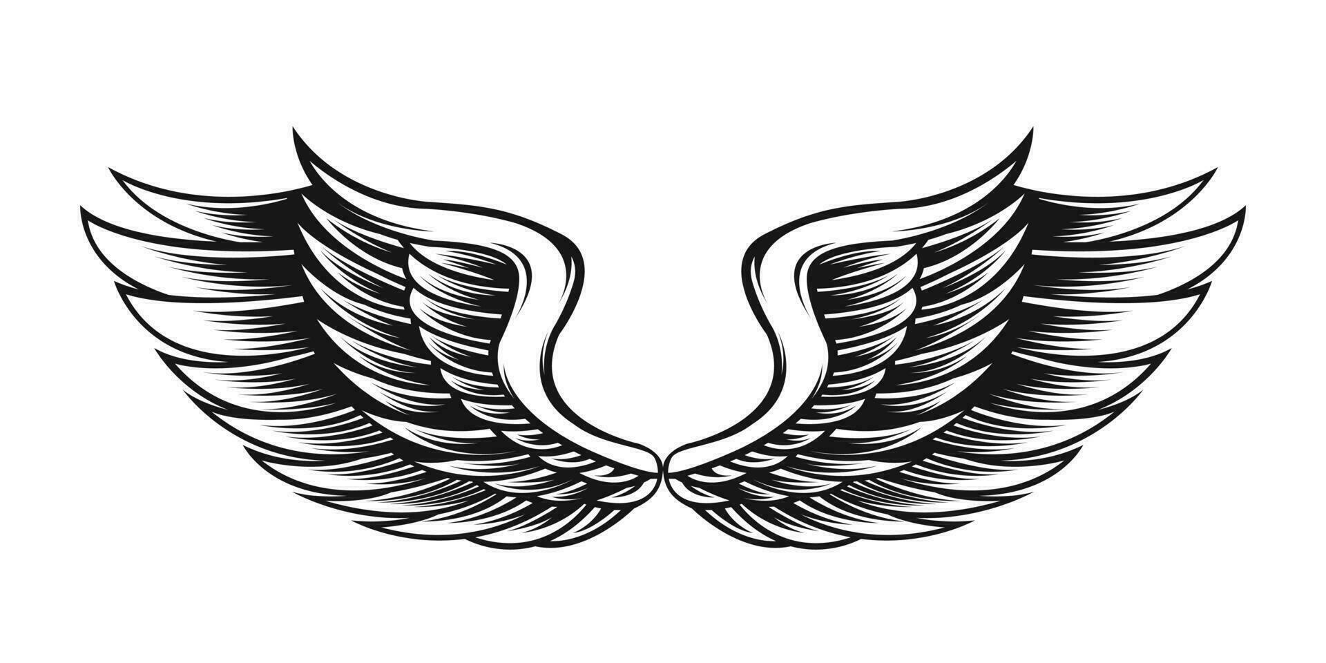 tribale tatuaggio angelo ala vettore illustrazione bianca sfondo