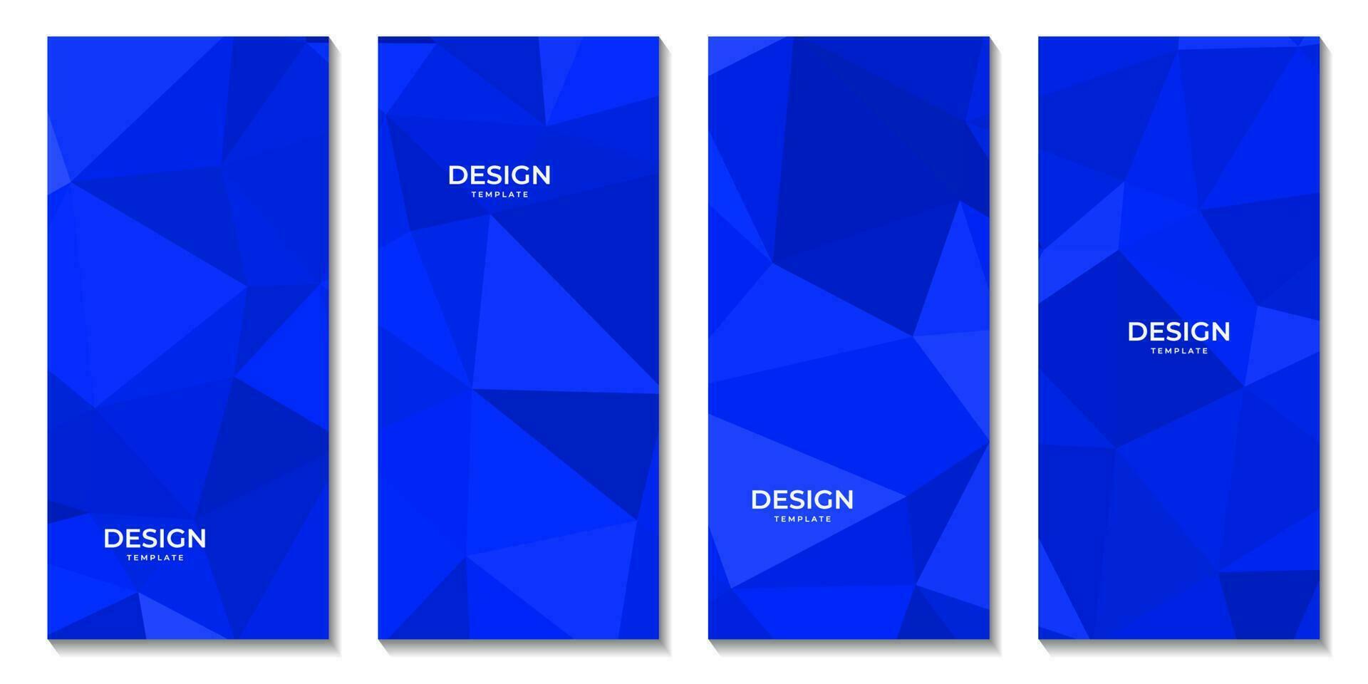 un' impostato di opuscoli con blu geometrico sfondo design con triangoli forma. vettore