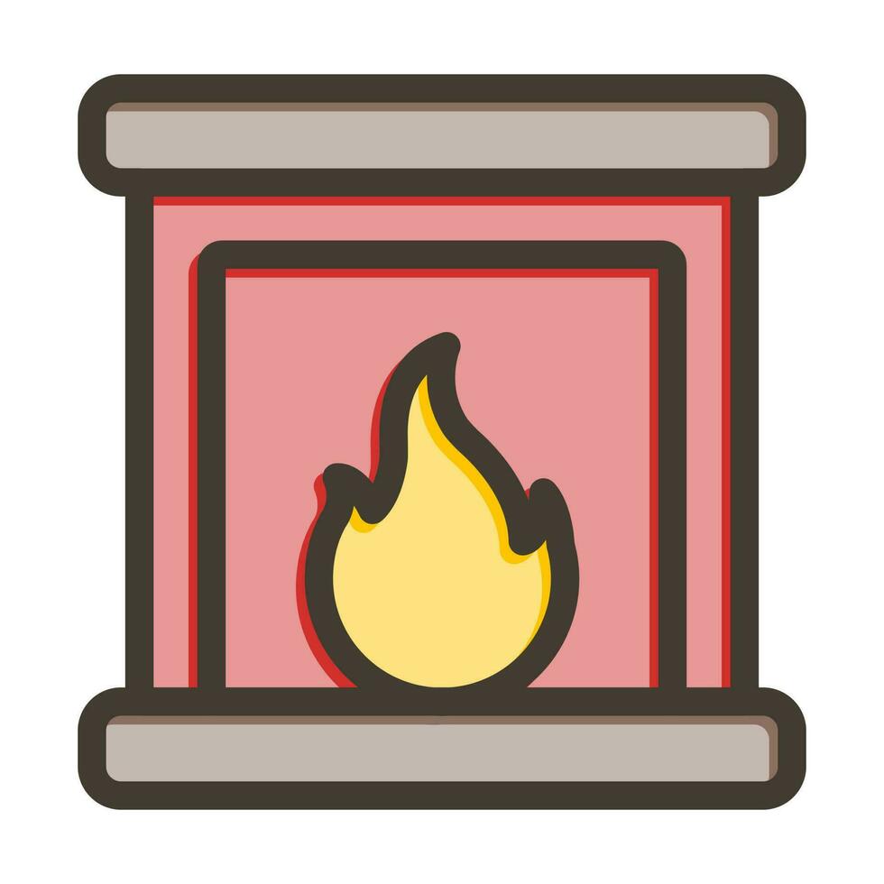 fuoco posto vettore di spessore linea pieno colori icona design