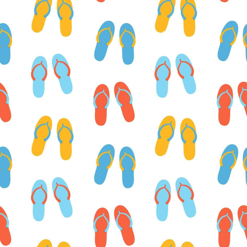 senza soluzione di continuità modello di colorato mano disegnato Flip flop nel piatto vettore stile. Stampa design per bambini abbigliamento, tessile, sfondo, confezione