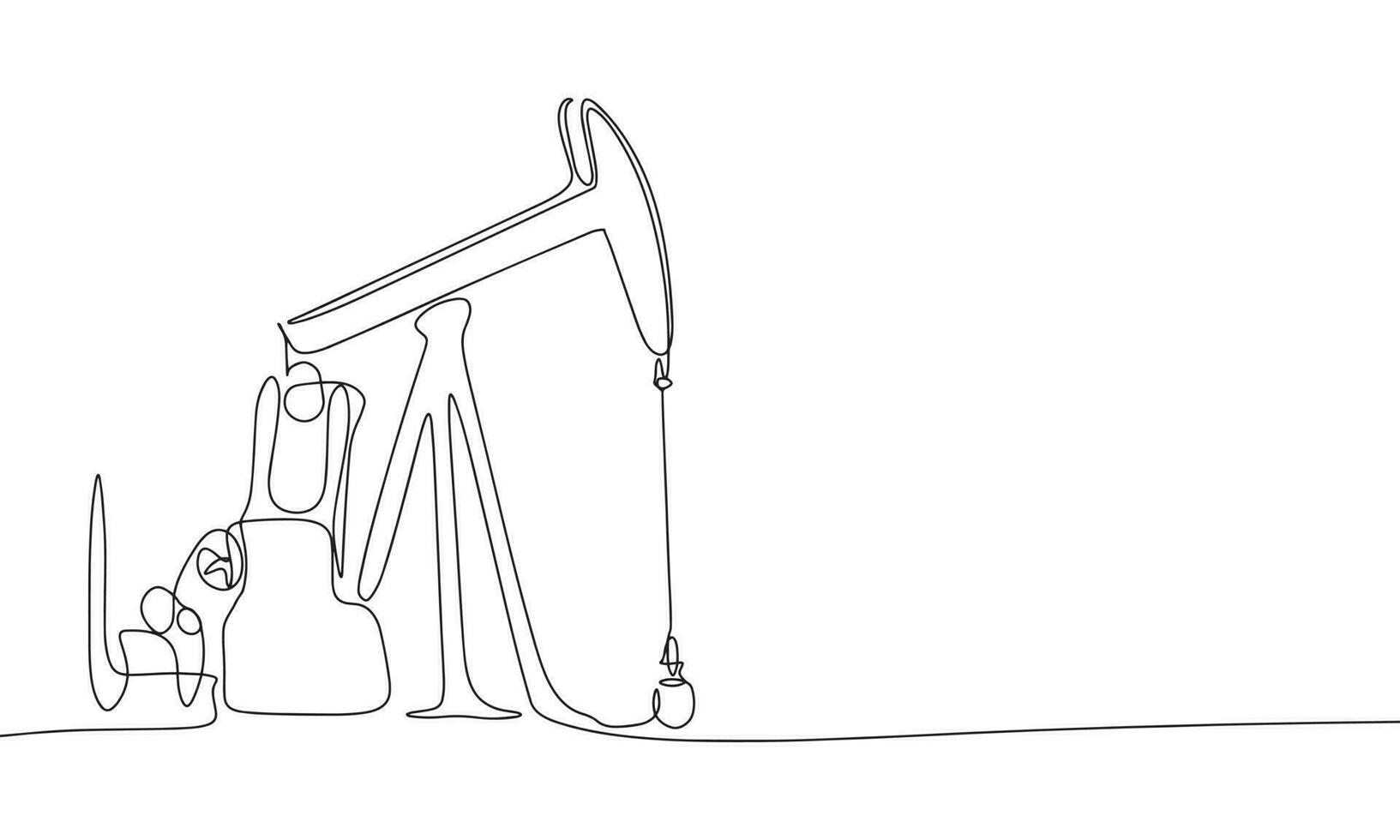 pumpjack. uno linea continuo astratto concezione di sollevamento olio fuori, pompa Jack. linea arte, schema, silhouette, vettore illustrazione.