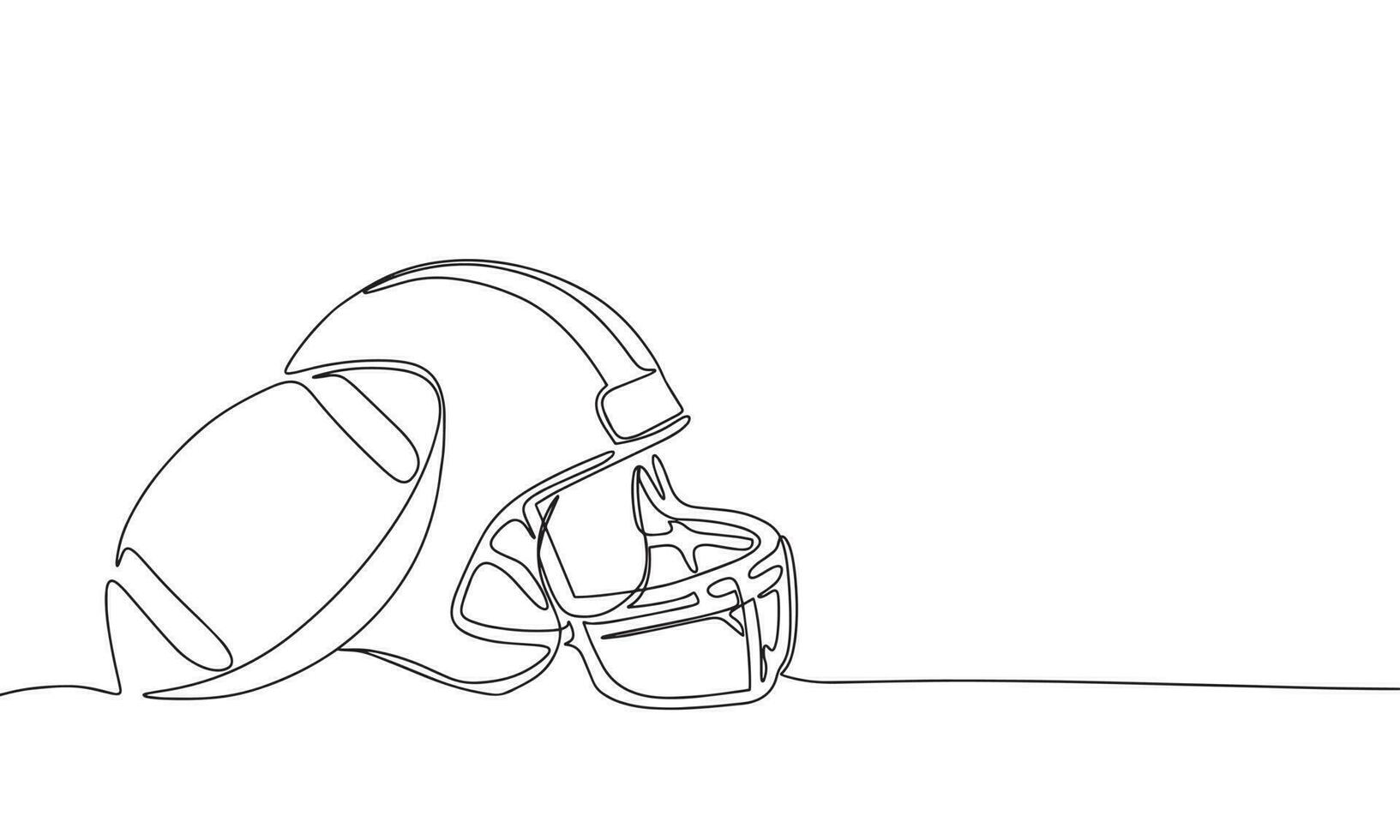 americano calcio casco e palla continuo linea disegno elemento isolato su bianca sfondo per decorativo elemento. vettore illustrazione di graticola nel di moda schema stile.