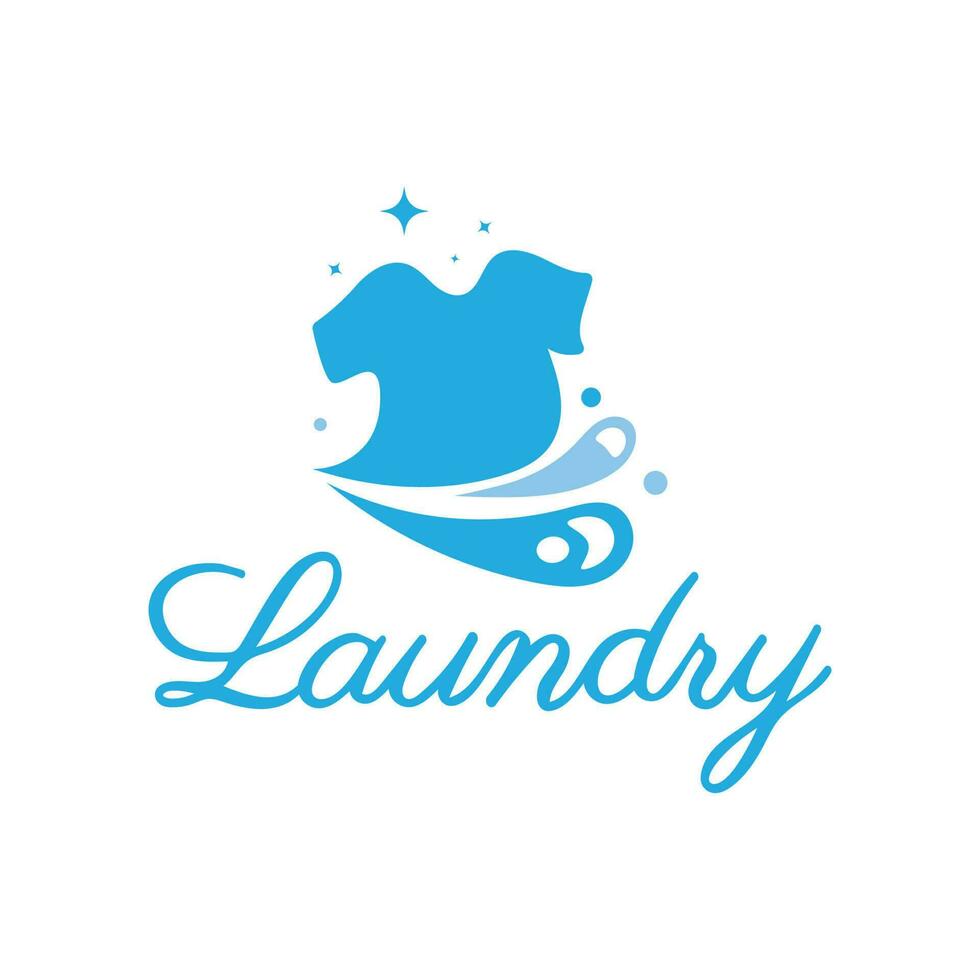 semplice creativo lavanderia logo, con il concetto di un' Abiti o Abiti lavaggio macchina, schiuma. acqua gocce, logo per lavaggio, Abiti deodorante, distintivo, azienda vettore