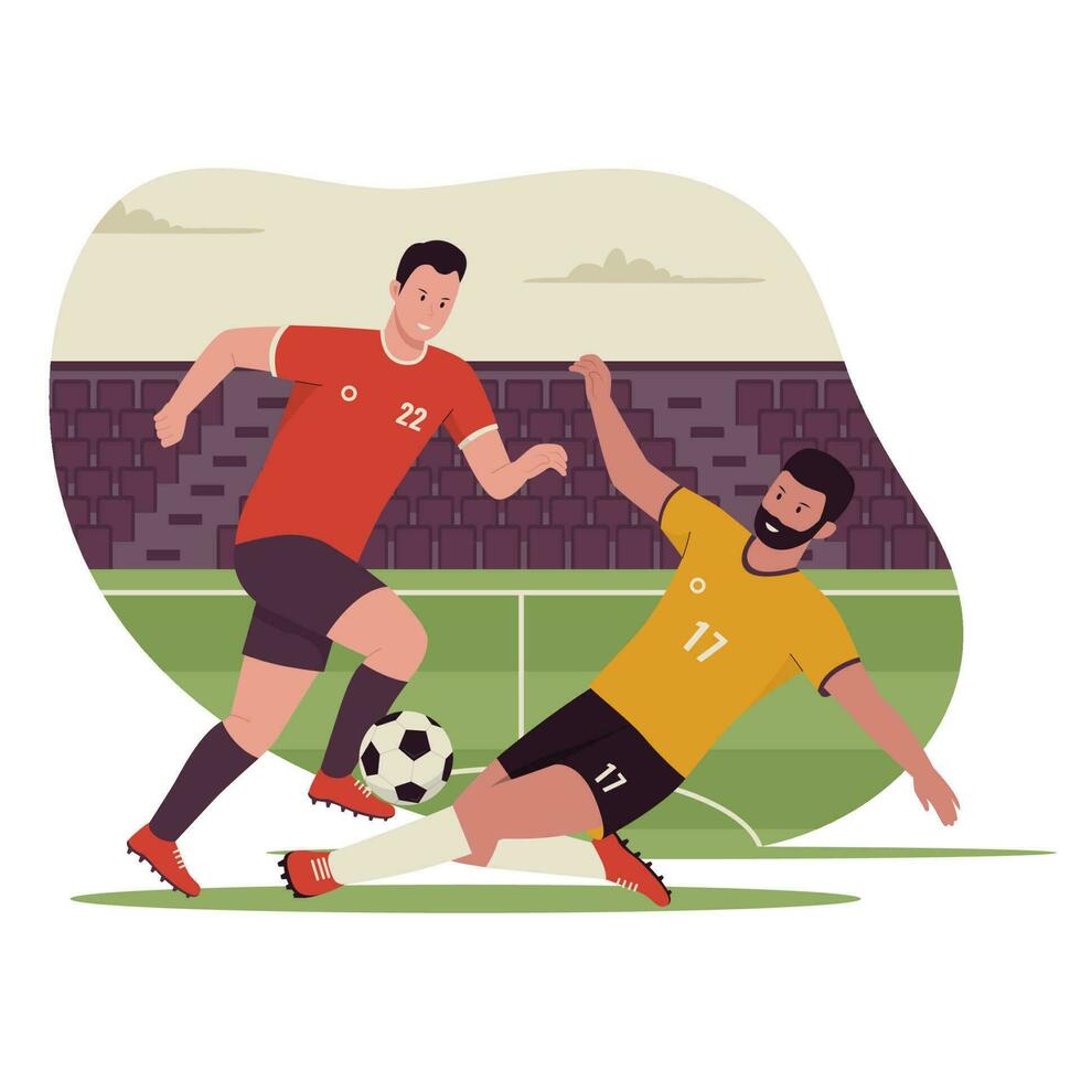 piatto design di calcio Giocatori nel duello calcio Giocatori vettore