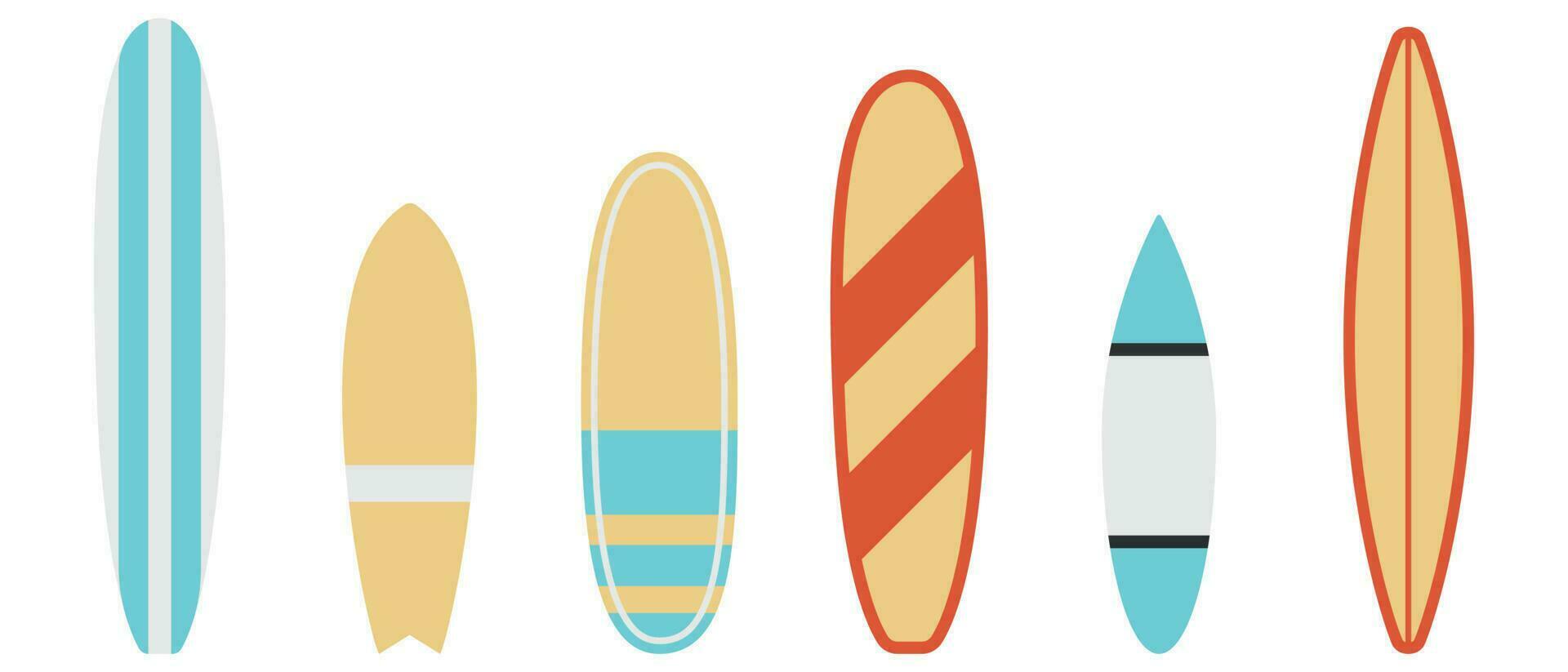 tavola da surf impostare. piatto vettore illustrazione