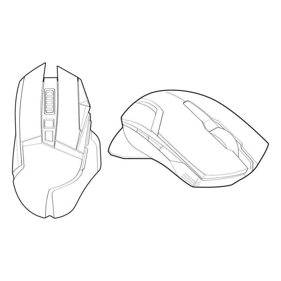 impostato di computer topo schema disegno vettore, computer topo nel un' schizzo stile, computer topo formazione modello schema, vettore illustrazione.