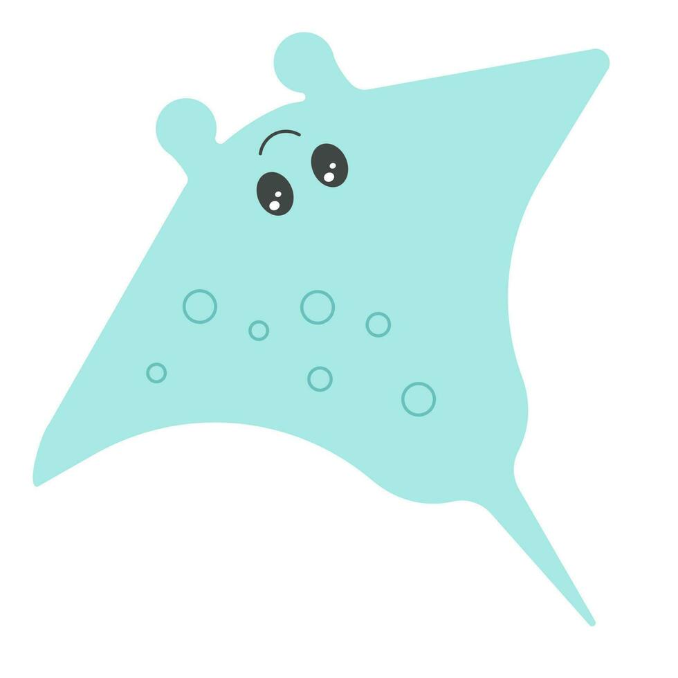 carino cartone animato Stingray isolato su bianca sfondo. kawaii manta vettore illustrazione.