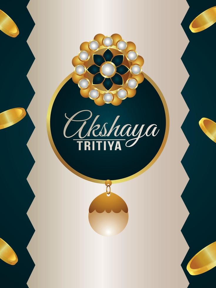 illustrazione vettoriale realistica del volantino akshaya tritiya con orecchini d'oro creativi