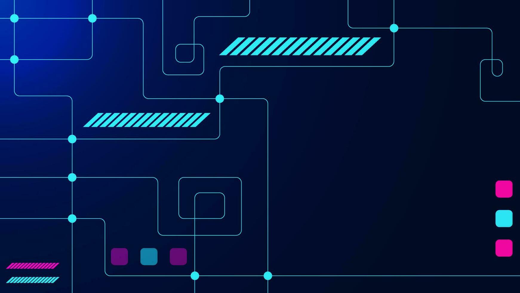 raggiante Linee e puntini con rettangolare forme per futuristico tecnologia sfondo. grande dati visualizzazione, comunicazione e Rete connessione concetto. vettore illustrazione.