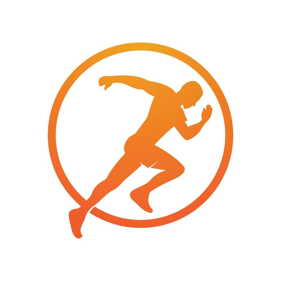 in esecuzione uomo silhouette logo, maratona logo modello, in esecuzione club o gli sport club con slogan modello vettore
