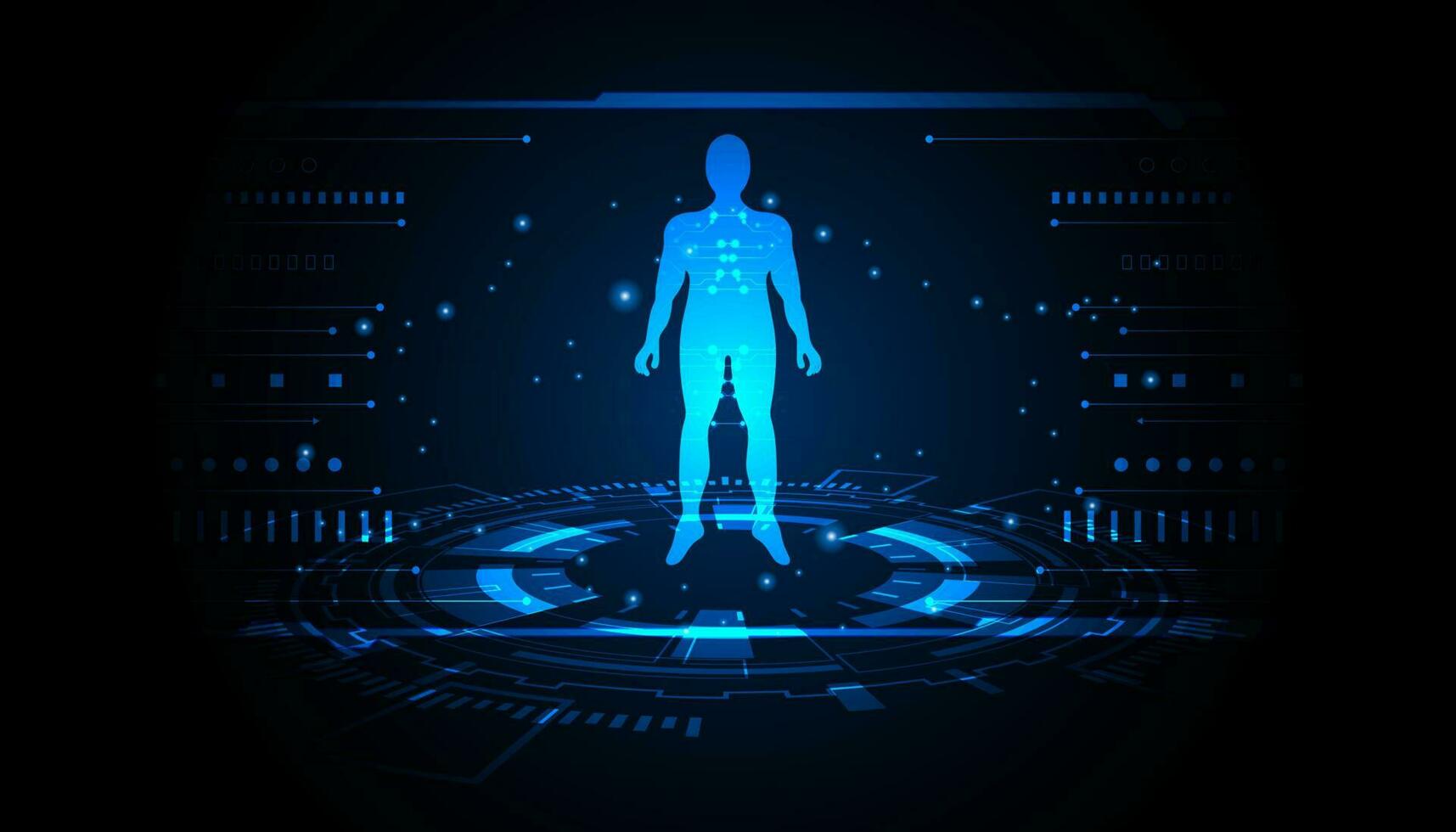 tecnologia astratta concetto futuristico del corpo umano digitale digital ai future design su sfondo hi tech. vettore