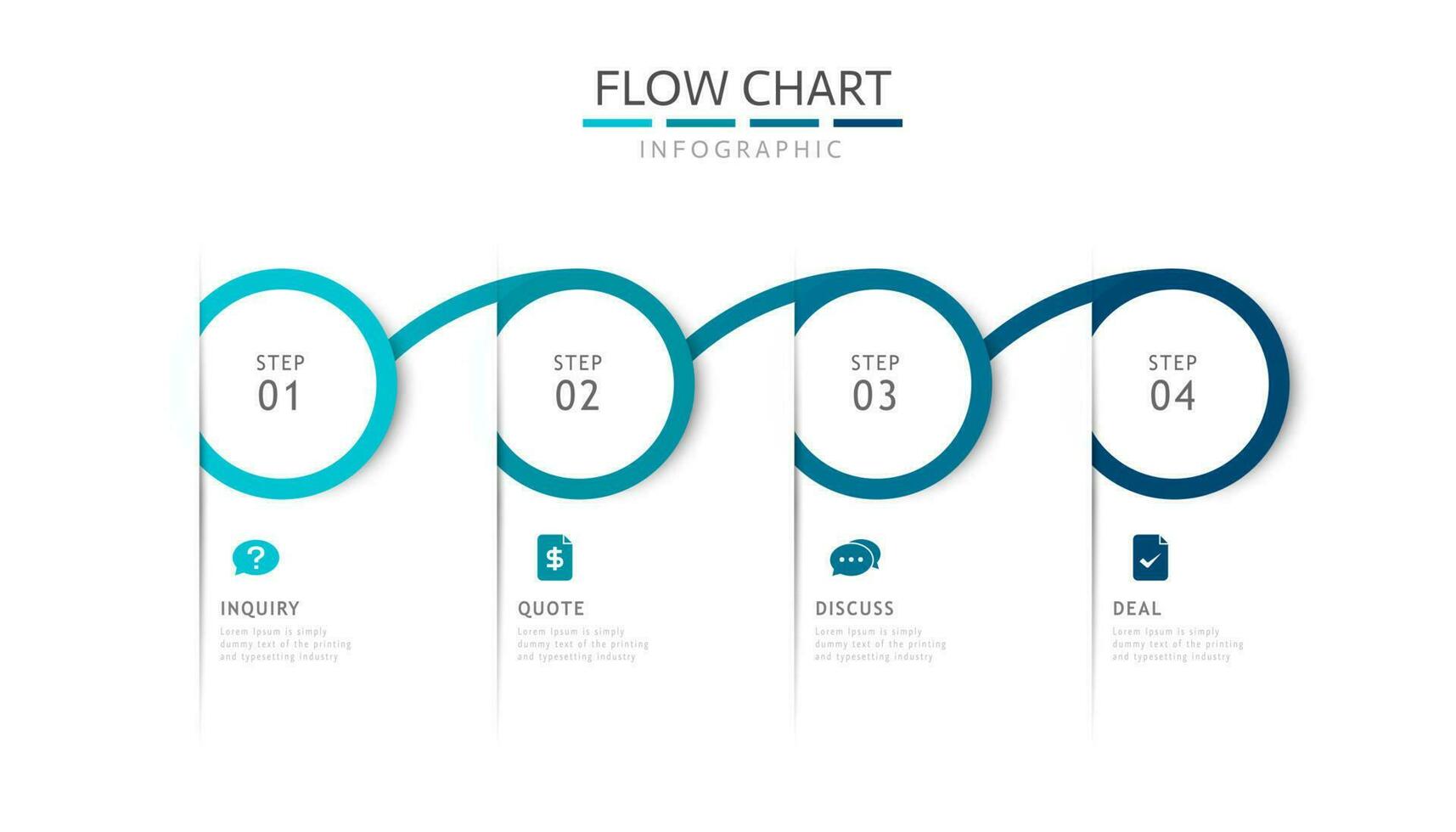collegato circolare flusso grafico Infografica modello con 4 passaggi per attività commerciale vettore