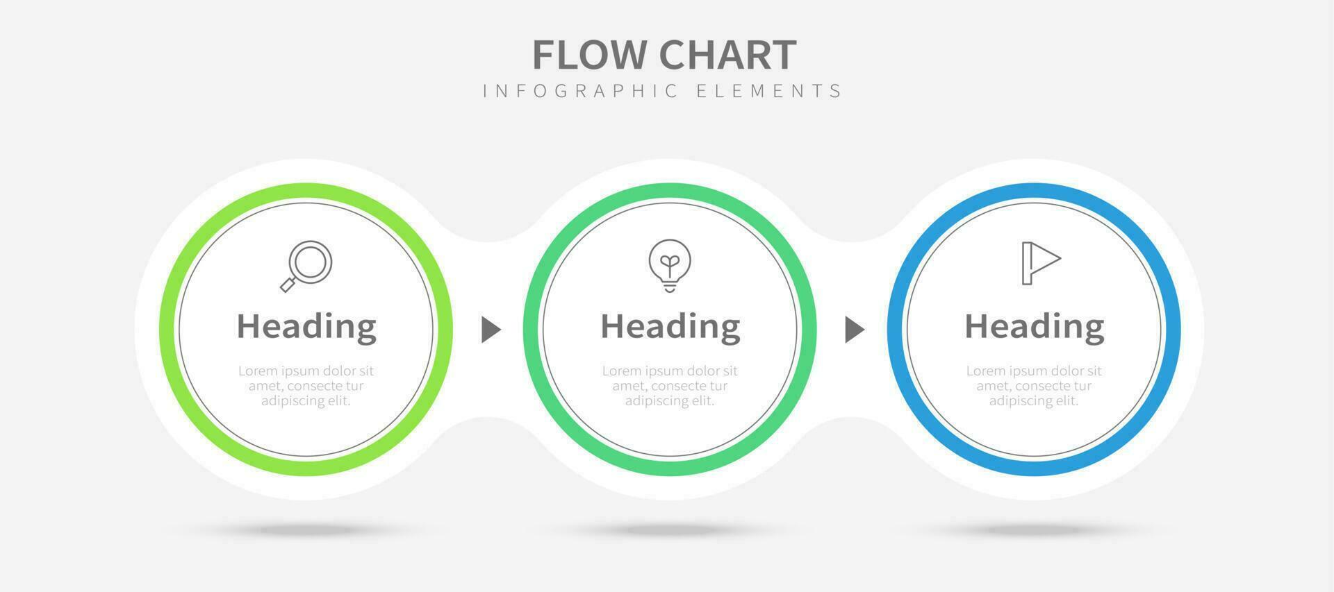 flusso grafico Infografica design con tre circolare opzioni con icone vettore