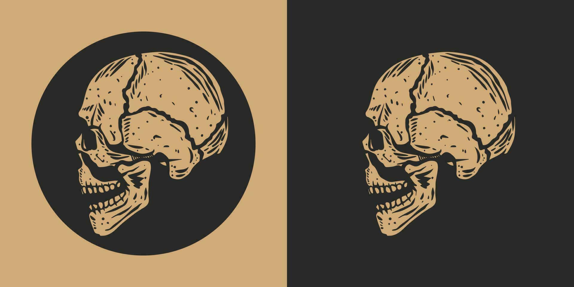 impostato di cranio illustrazione con sbalorditivo dettaglio. vettore cranio clip arte facile per uso. nero e bianca cranio logo. trend cranio gruppi