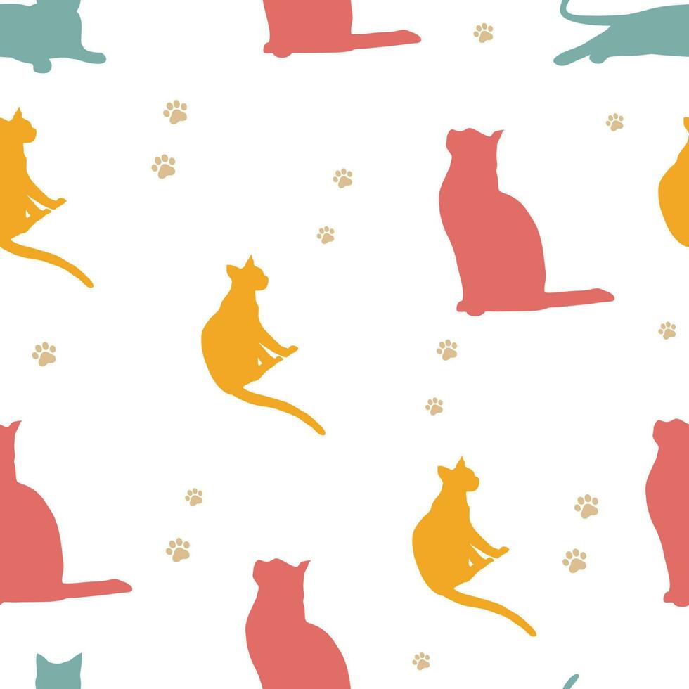 senza soluzione di continuità modello di gatti. vettore illustrazione per moda t camicia tessile sfondo disegno, per tutti al di sopra di stampa.