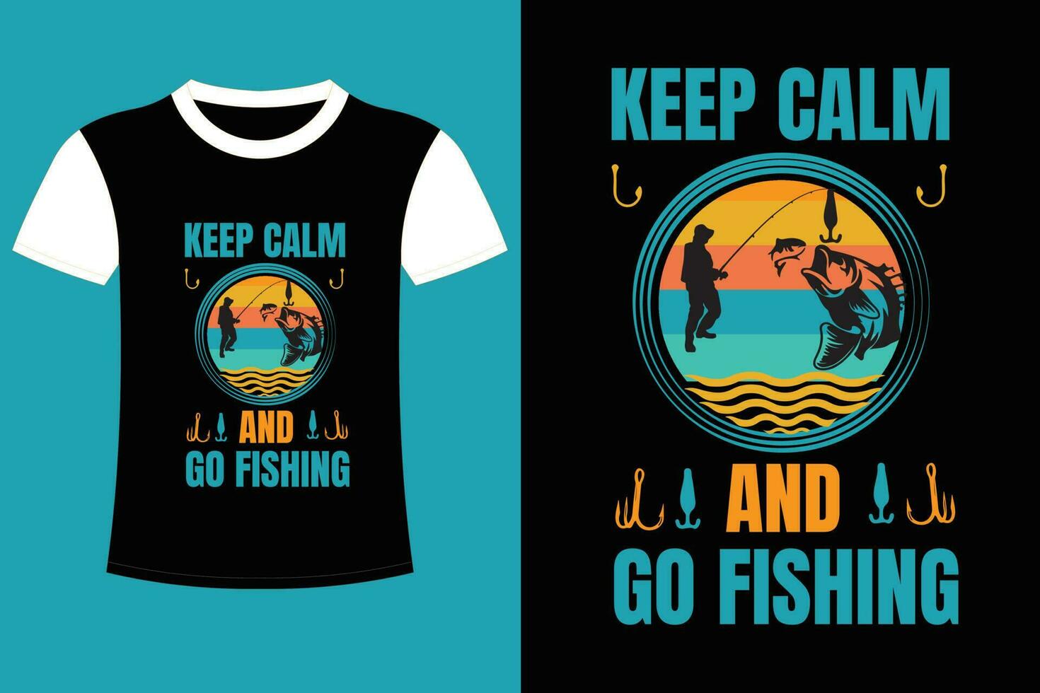 design t-shirt da pesca. vettore