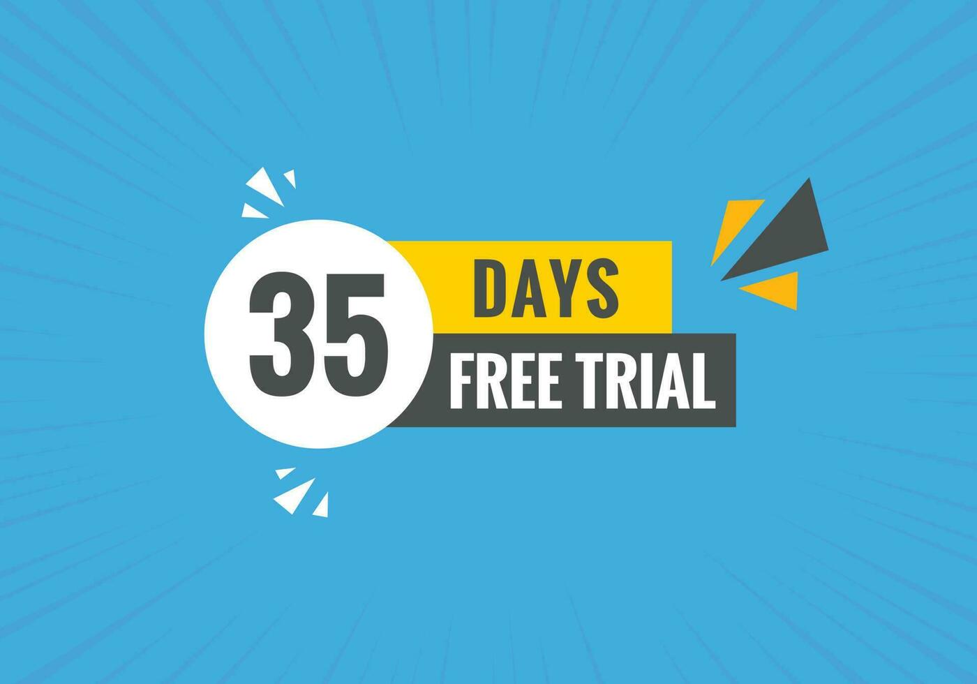 35 giorni gratuito prova bandiera design. 35 giorno gratuito bandiera sfondo vettore