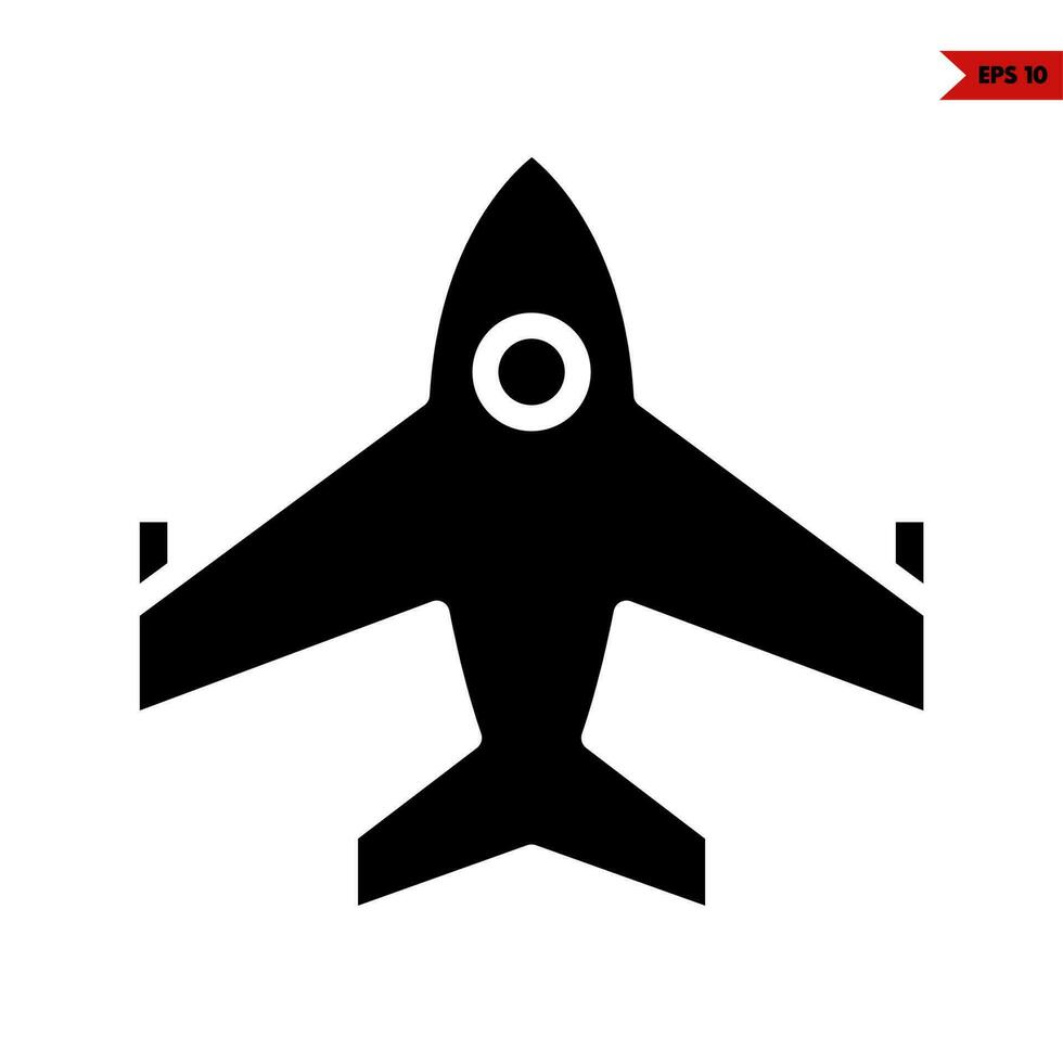 icona del glifo dell'aeroplano vettore