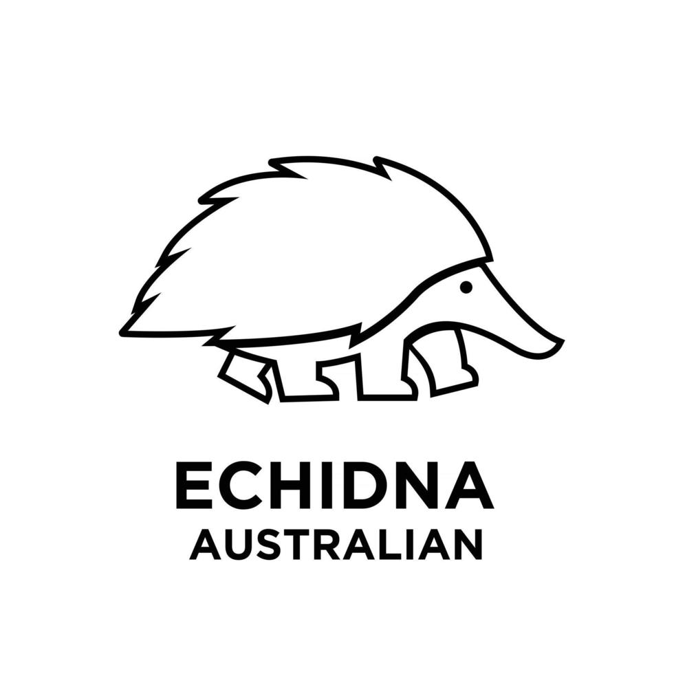 animale australiano echidna vettore silhouette nera icona logo design illustrazione isolato sfondo bianco