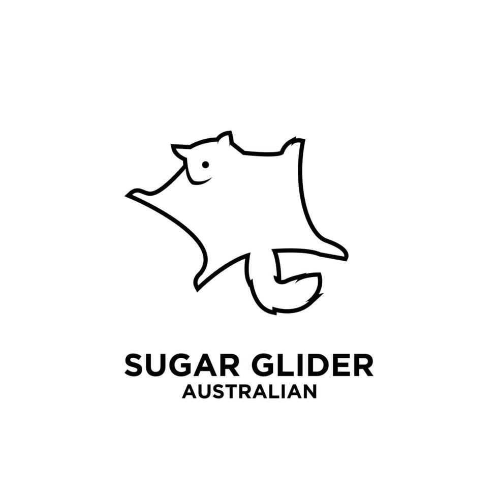 australiano animale selvatico zucchero glider icona vettore logo nero design illustrazione sfondo isolato