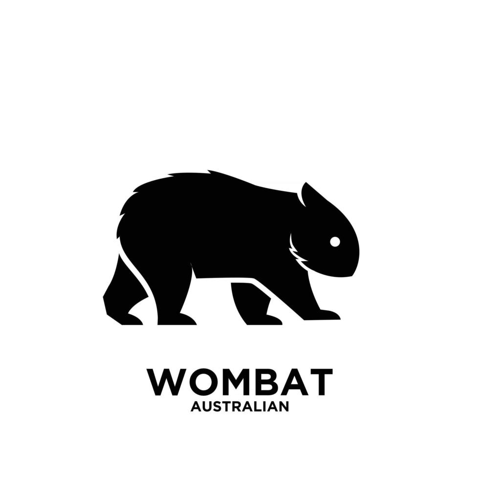 australiano animale wombat vettore animale logo nero icona illustrazione design sfondo isolato